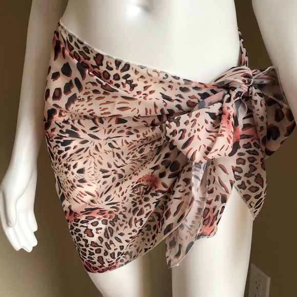 Scarf Wrap Sarong Leopard Print Bathing Suit Bikini Cover Up Summer Essential - Picture 6 of 6